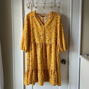 SHEIN Floral V-Neck Long Sleeve Dress
